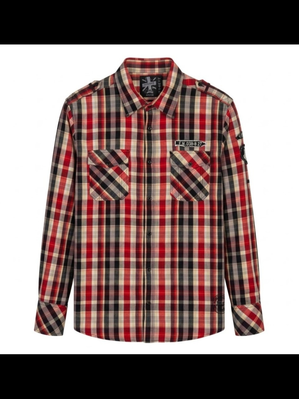 For Him UK London Plaid Western Snap Shirt XL Y2K Graphic Embroidered